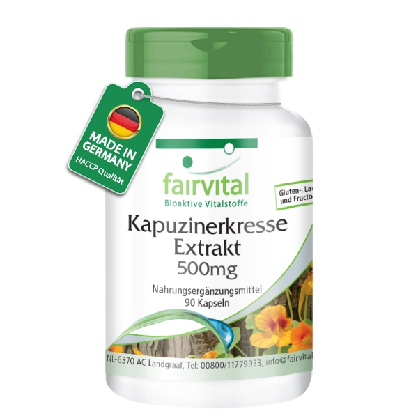 Kapuzinerkresse-Extrakt 500mg - 90 Kapseln - Tropaeolum majus - Vegan | Fairvital